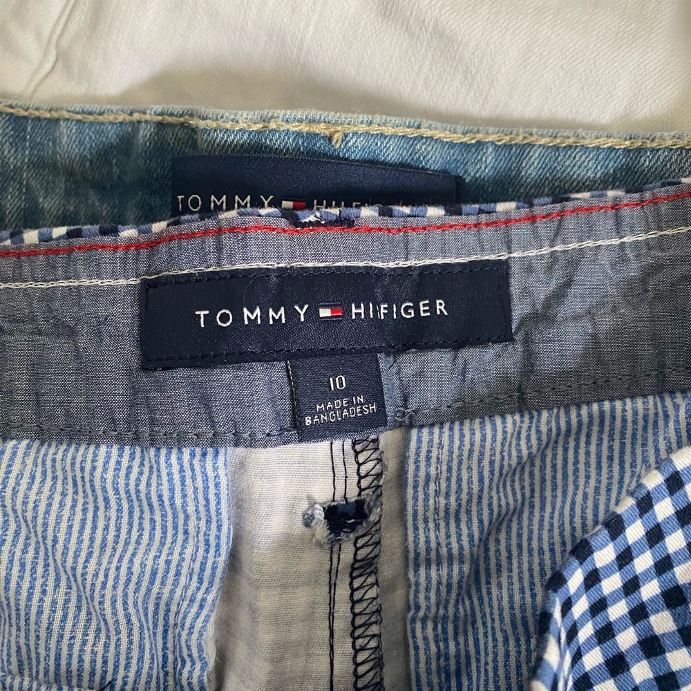 Bundle Tommy Hilfiger White, Denim & Navy Gingham Women’s Shorts Size 10 - Picture 9 of 11